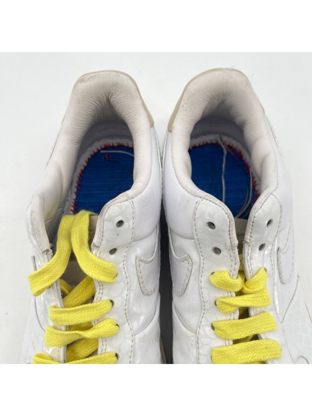 Nike Air Force 1 Low Womens Size 7 White Yellow Athletic Leather Shoes Sneakers - Picture 7 of 10